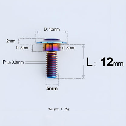 M5x10-36.5mm Titanium Shoulder Bolts for Motorcycle - Blue