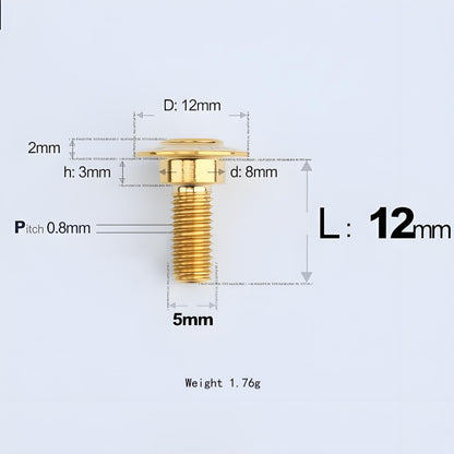 M5x10-36.5mm Titanium Shoulder Bolts for Motorcycle - Gold