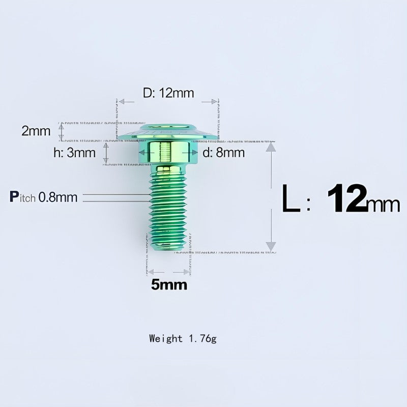 M5x10-36.5mm Titanium Shoulder Bolts for Motorcycle - Green