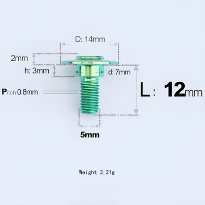 M5x10-36.5mm Titanium Shoulder Bolts for Motorcycle - Green