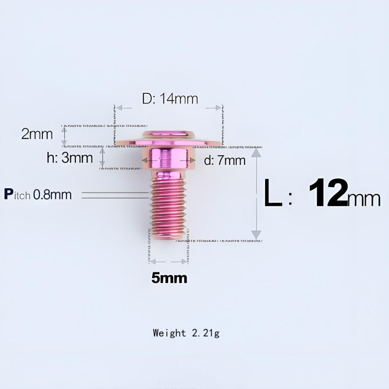 M5x10-36.5mm Titanium Shoulder Bolts for Motorcycle - Purple