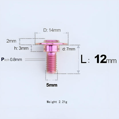M5x10-36.5mm Titanium Shoulder Bolts for Motorcycle - Purple