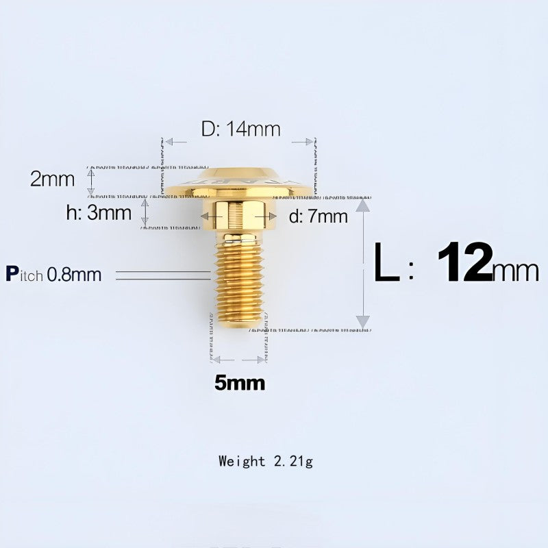M5x10-36.5mm Titanium Shoulder Bolts for Motorcycle - Gold