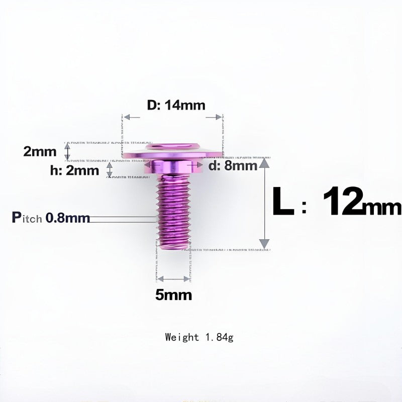 M5x10-36.5mm Titanium Shoulder Bolts for Motorcycle - Purple