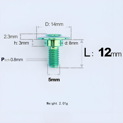 M5x10-36.5mm Titanium Shoulder Bolts for Motorcycle - Green