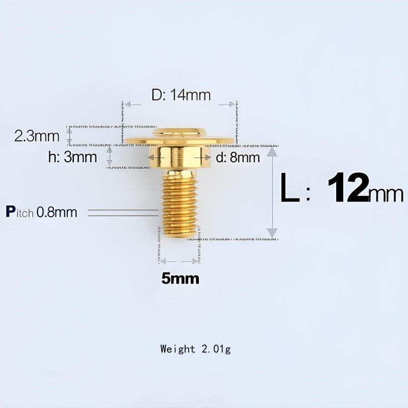 M5x10-36.5mm Titanium Shoulder Bolts for Motorcycle - Gold