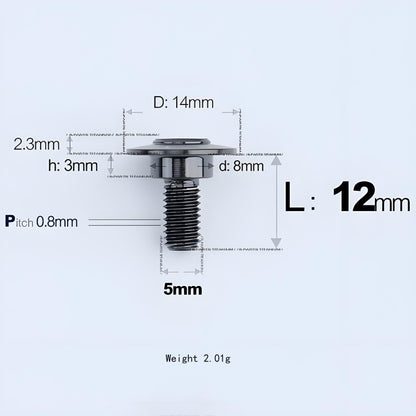M5x10-36.5mm Titanium Shoulder Bolts for Motorcycle - Black