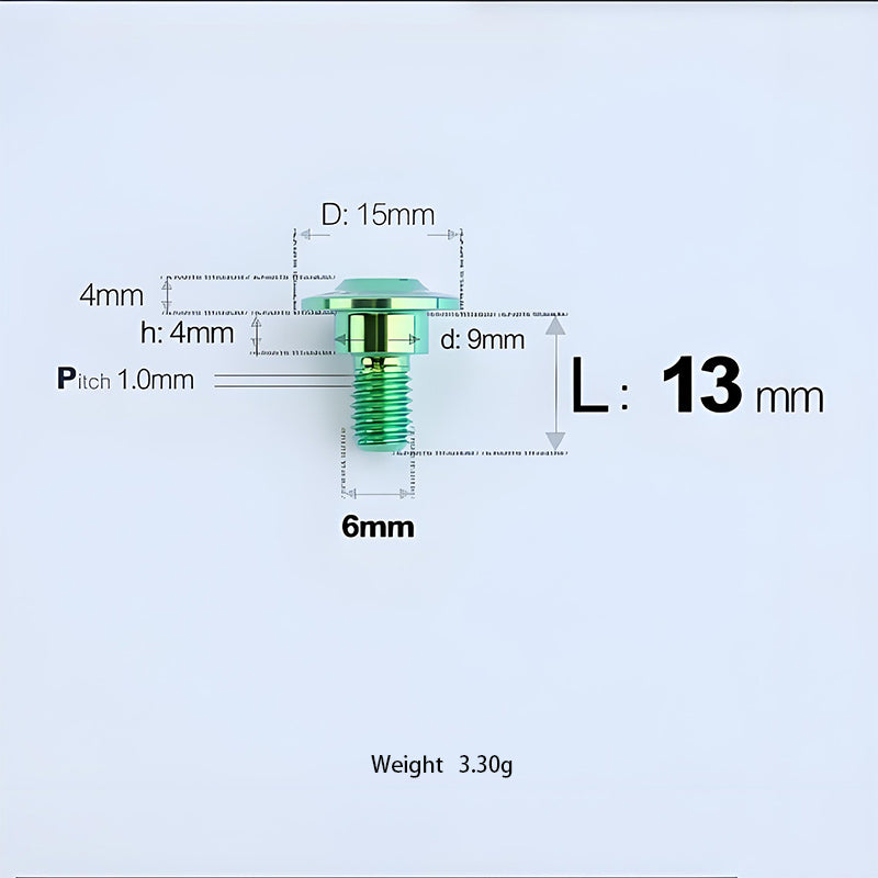 M6x11-45mm Titanium Shoulder Bolts for Motorcycle -  Green