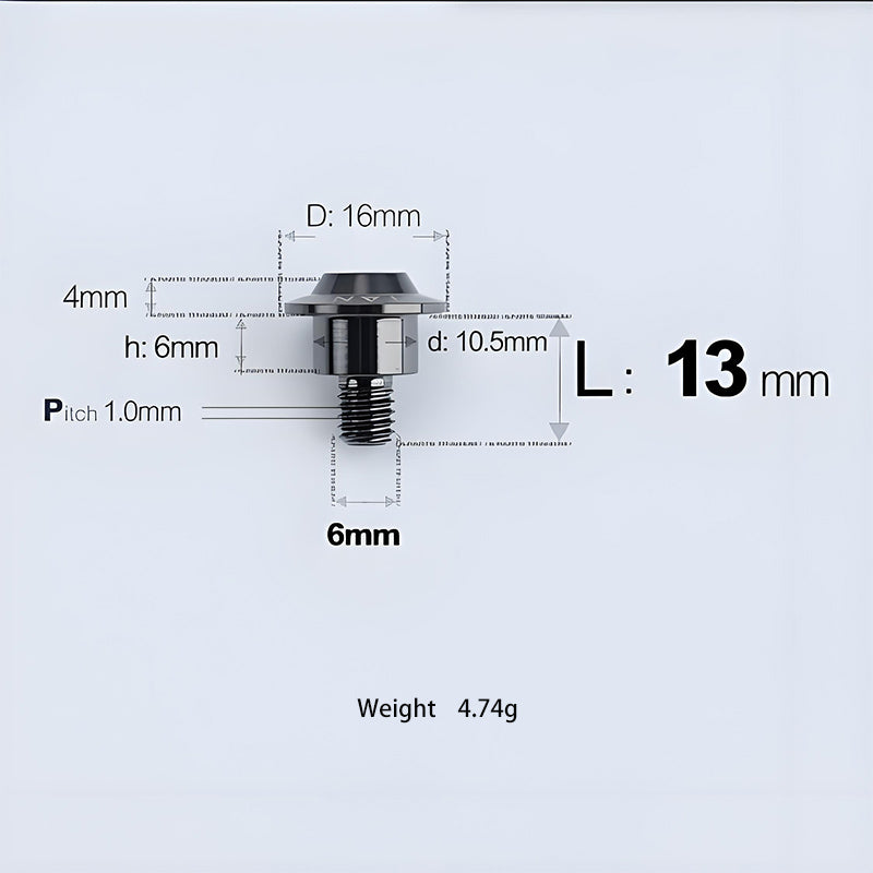M6x11-45mm Titanium Shoulder Bolts for Motorcycle -  Black