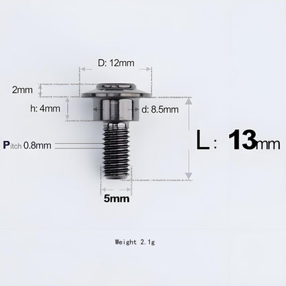 M5x10-36.5mm Titanium Shoulder Bolts for Motorcycle - Black
