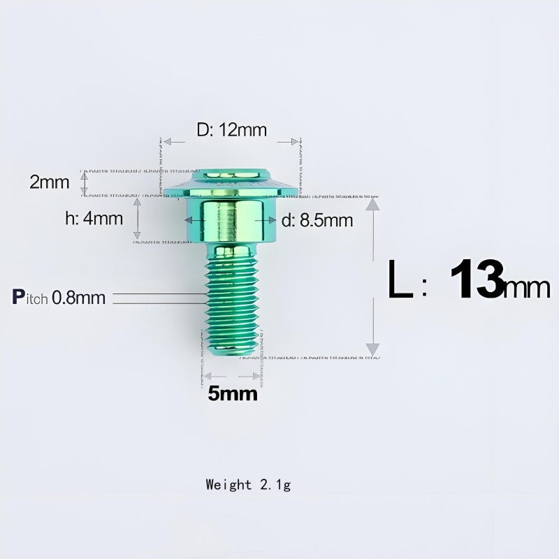 M5x10-36.5mm Titanium Shoulder Bolts for Motorcycle - Green