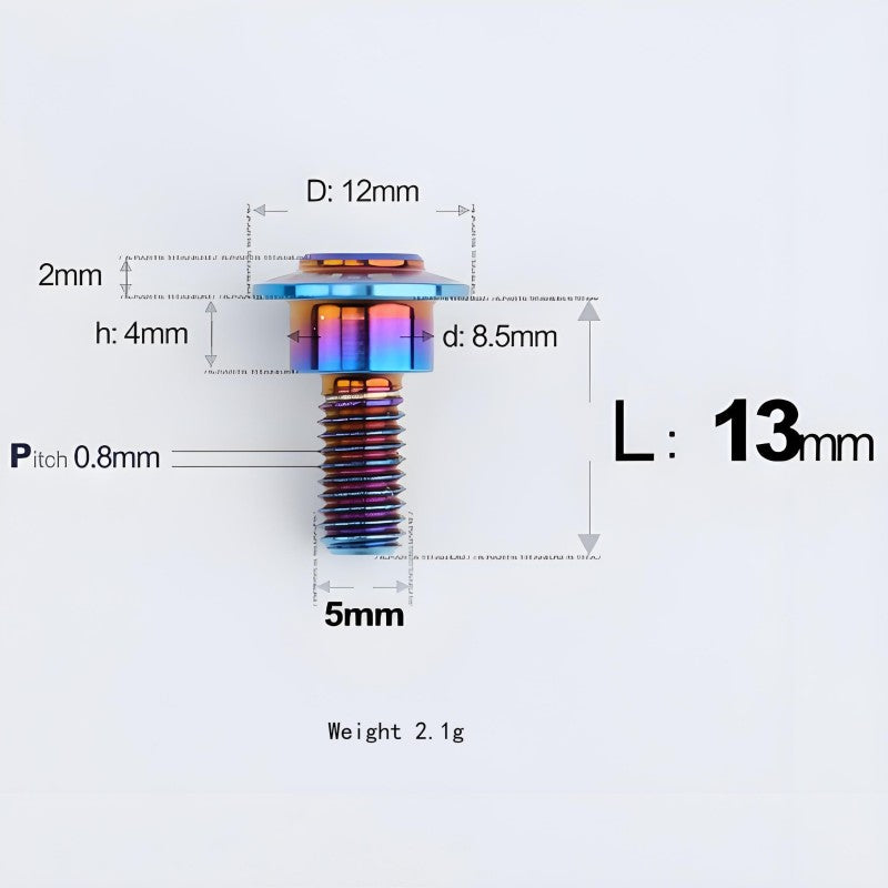 M5x10-36.5mm Titanium Shoulder Bolts for Motorcycle - Blue