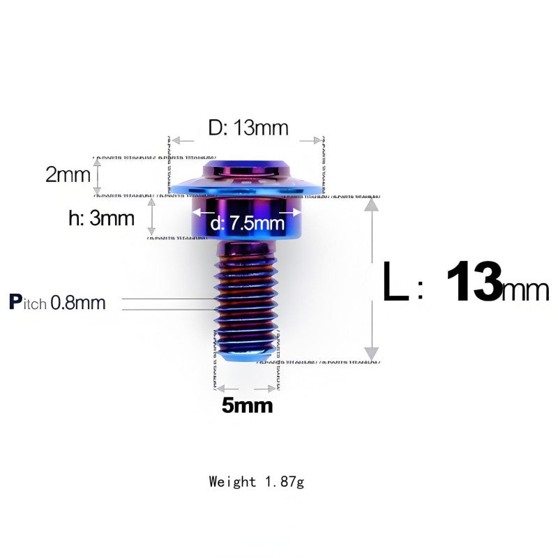 M5x10-36.5mm Titanium Shoulder Bolts for Motorcycle - Blue