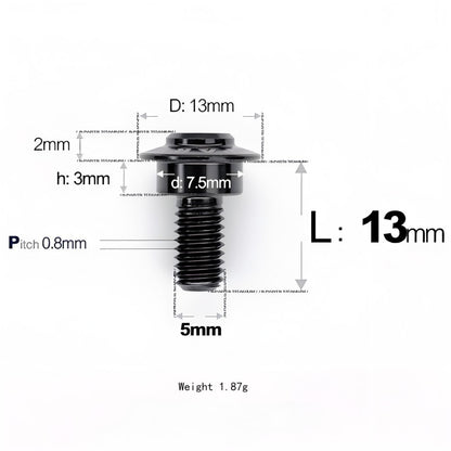 M5x10-36.5mm Titanium Shoulder Bolts for Motorcycle - Black