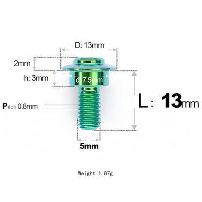 M5x10-36.5mm Titanium Shoulder Bolts for Motorcycle - Green