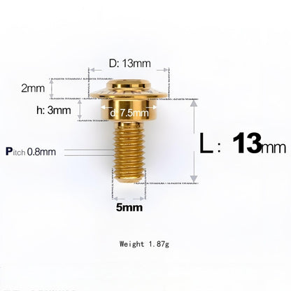M5x10-36.5mm Titanium Shoulder Bolts for Motorcycle - Gold