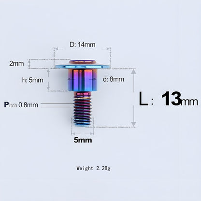 M5x10-36.5mm Titanium Shoulder Bolts for Motorcycle - Blue