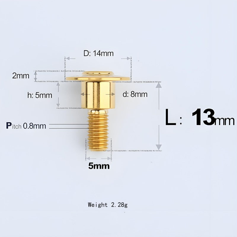 M5x10-36.5mm Titanium Shoulder Bolts for Motorcycle - Gold