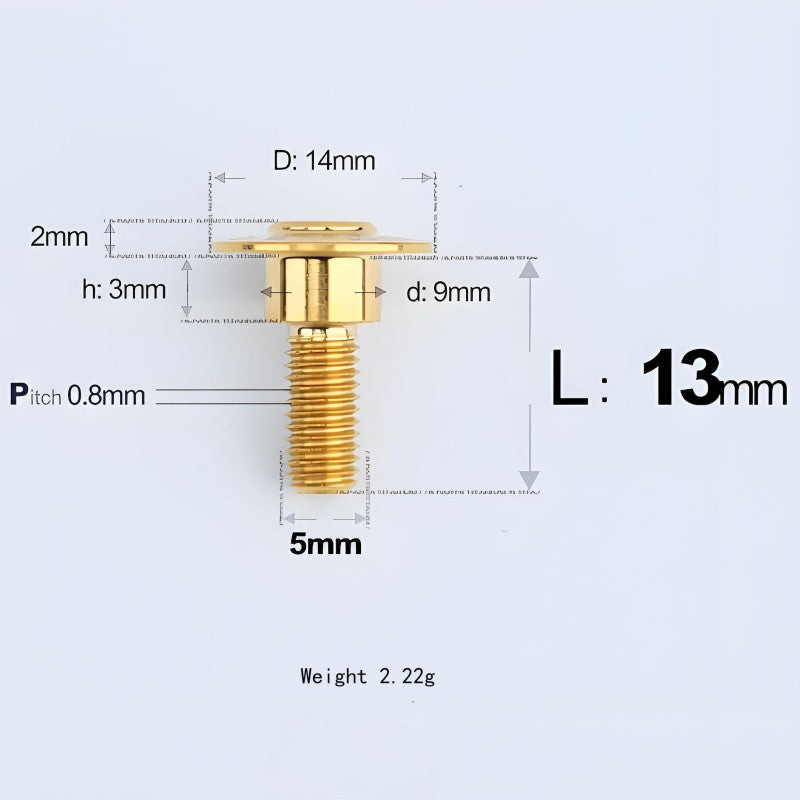 M5x10-36.5mm Titanium Shoulder Bolts for Motorcycle - Gold