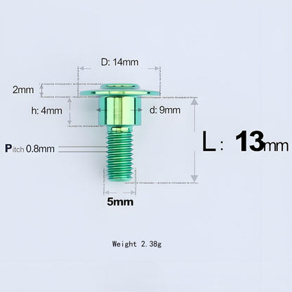 M5x10-36.5mm Titanium Shoulder Bolts for Motorcycle - Green