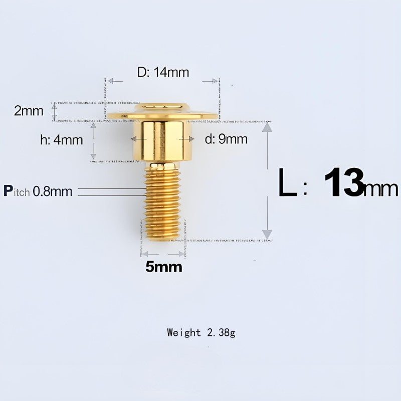 M5x10-36.5mm Titanium Shoulder Bolts for Motorcycle - Gold