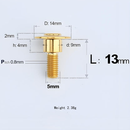 M5x10-36.5mm Titanium Shoulder Bolts for Motorcycle - Gold