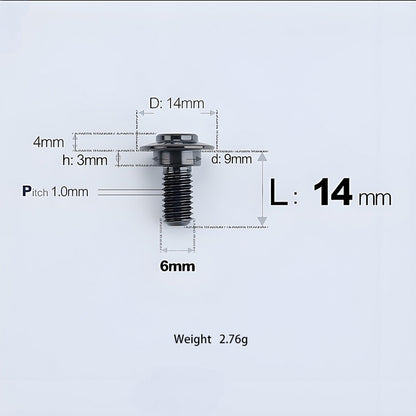 M6x11-45mm Titanium Shoulder Bolts for Motorcycle -  Black