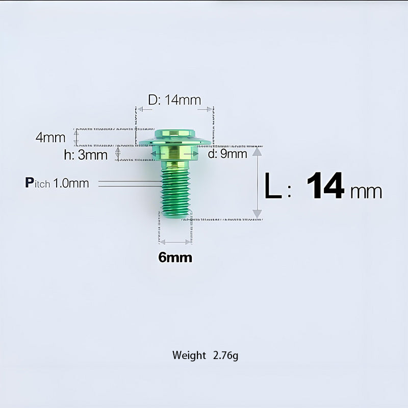 M6x11-45mm Titanium Shoulder Bolts for Motorcycle -  Green