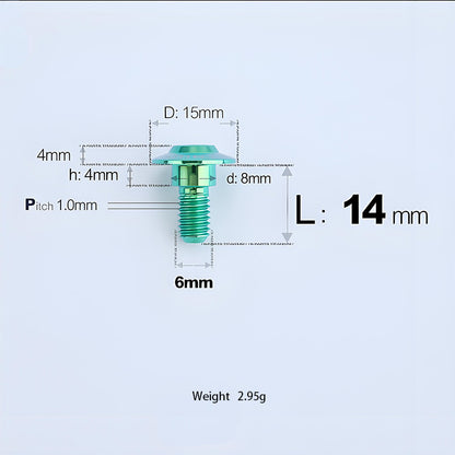 M6x11-45mm Titanium Shoulder Bolts for Motorcycle -  Green