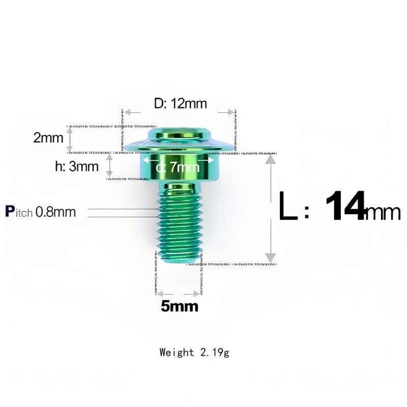 M5x10-36.5mm Titanium Shoulder Bolts for Motorcycle - Green