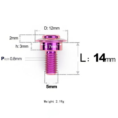M5x10-36.5mm Titanium Shoulder Bolts for Motorcycle - Purple