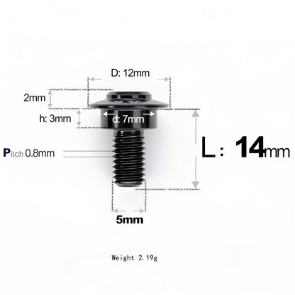 M5x10-36.5mm Titanium Shoulder Bolts for Motorcycle - Black