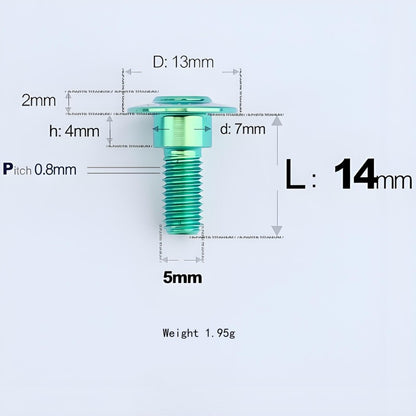 M5x10-36.5mm Titanium Shoulder Bolts for Motorcycle - Green
