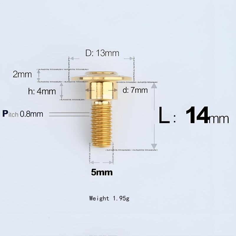 M5x10-36.5mm Titanium Shoulder Bolts for Motorcycle - Gold