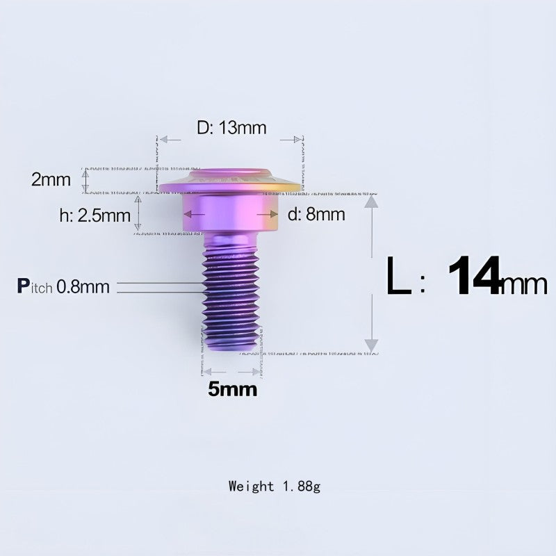 M5x10-36.5mm Titanium Shoulder Bolts for Motorcycle - Candy