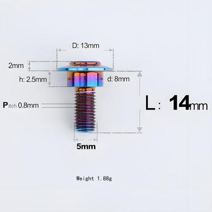 M5x10-36.5mm Titanium Shoulder Bolts for Motorcycle - Blue