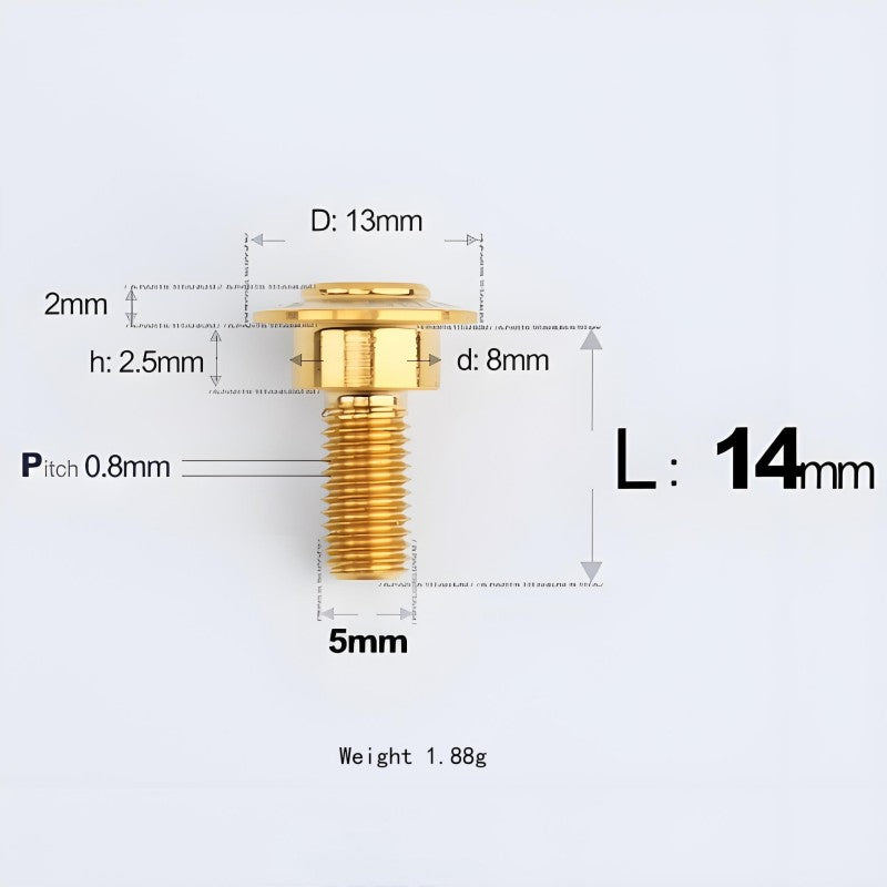 M5x10-36.5mm Titanium Shoulder Bolts for Motorcycle - Gold