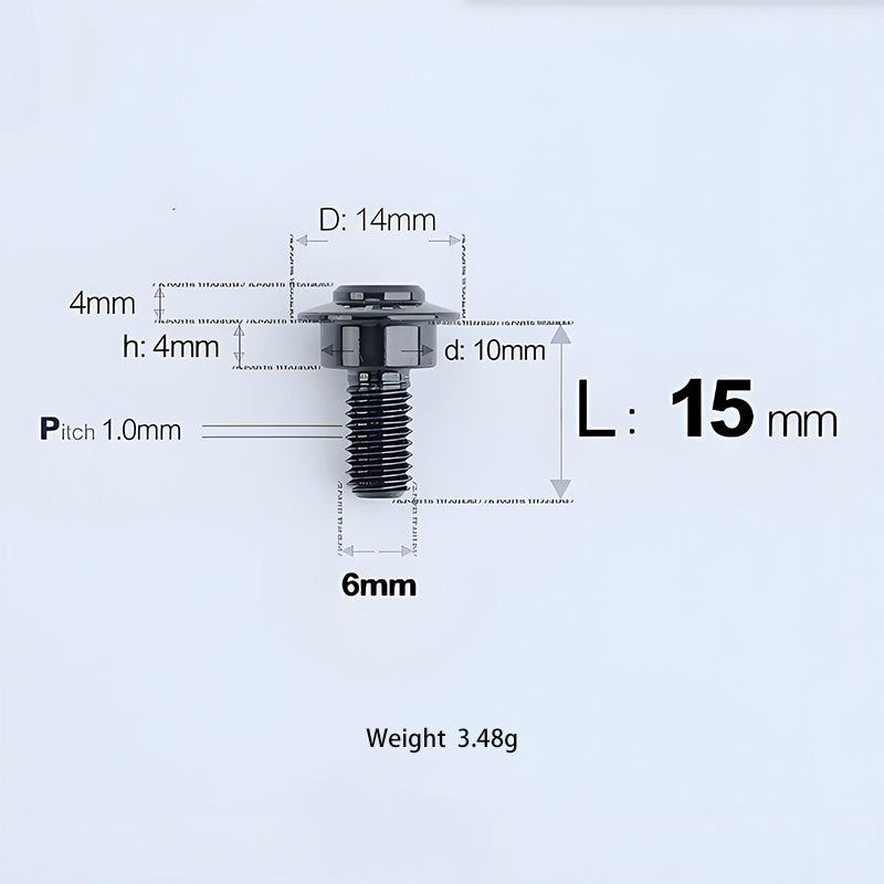 M6x11-45mm Titanium Shoulder Bolts for Motorcycle -  Black