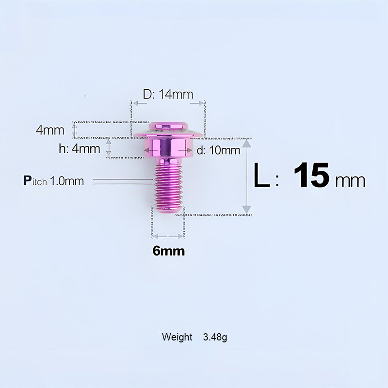 M6x11-45mm Titanium Shoulder Bolts for Motorcycle -  Purple