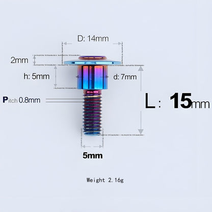 M5x10-36.5mm Titanium Shoulder Bolts for Motorcycle - Blue