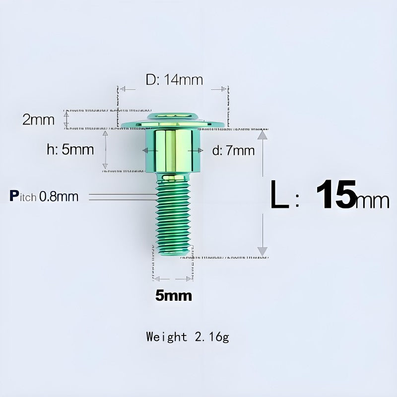 M5x10-36.5mm Titanium Shoulder Bolts for Motorcycle - Green