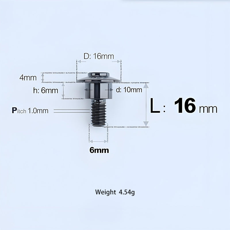 M6x11-45mm Titanium Shoulder Bolts for Motorcycle -  Black