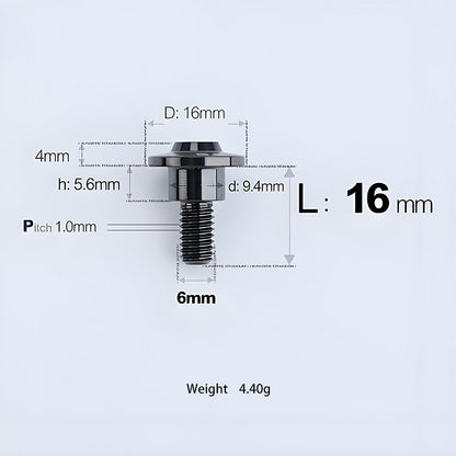 M6x11-45mm Titanium Shoulder Bolts for Motorcycle -  Black
