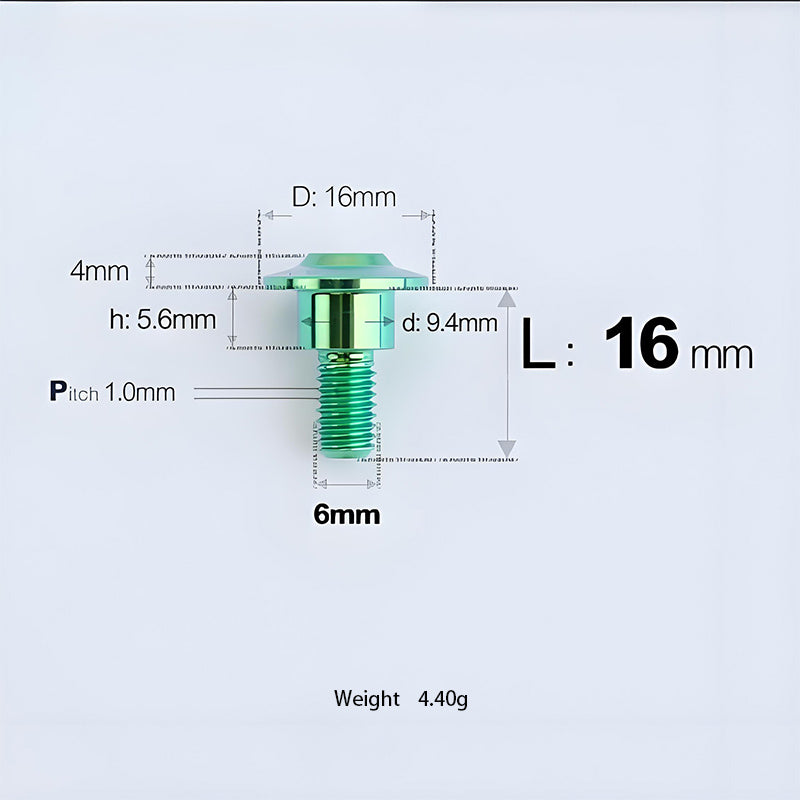 M6x11-45mm Titanium Shoulder Bolts for Motorcycle -  Green