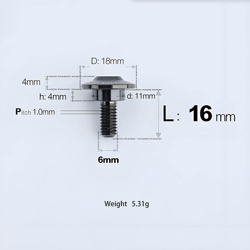 M6x11-45mm Titanium Shoulder Bolts for Motorcycle -  Black