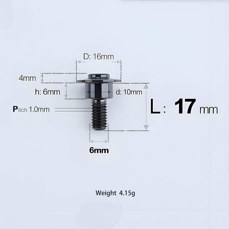 M6x11-45mm Titanium Shoulder Bolts for Motorcycle -  Black