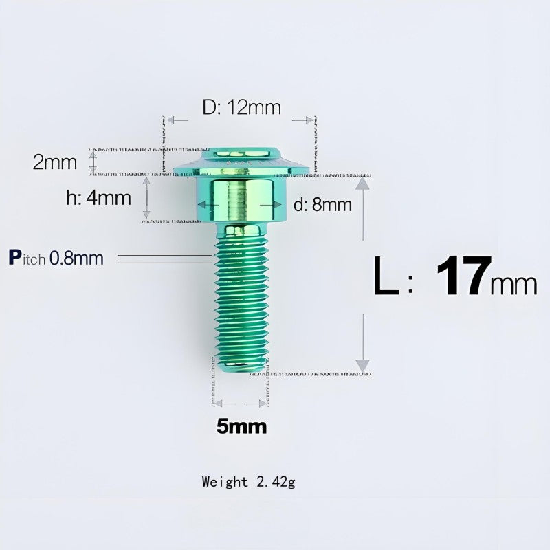 M5x10-36.5mm Titanium Shoulder Bolts for Motorcycle - Green
