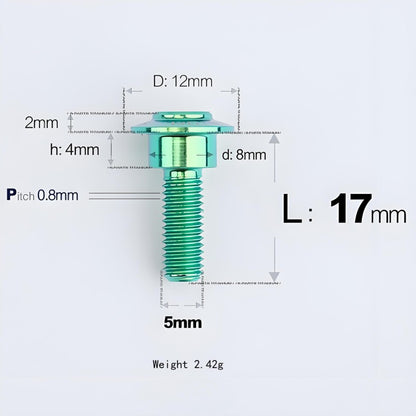 M5x10-36.5mm Titanium Shoulder Bolts for Motorcycle - Green