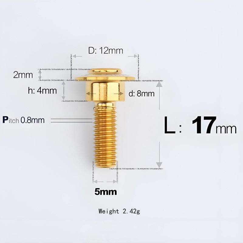 M5x10-36.5mm Titanium Shoulder Bolts for Motorcycle - Gold