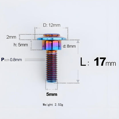 M5x10-36.5mm Titanium Shoulder Bolts for Motorcycle - Blue